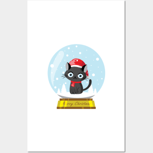 Merry Catmas Snow Glassball Posters and Art
